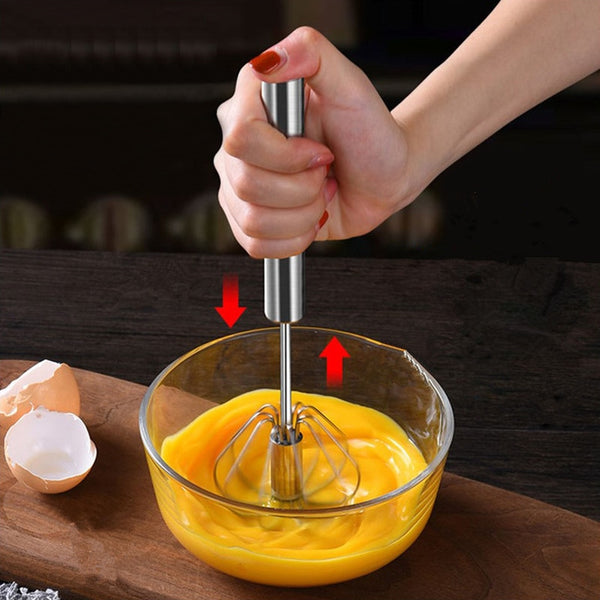 Manual Self Turning Stainless Steel Whisk - GreatKitchenFinds