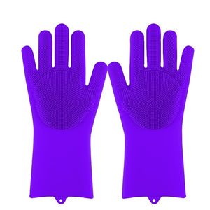 Magic Silicone Dishwashing Scrubber Gloves - GreatKitchenFinds